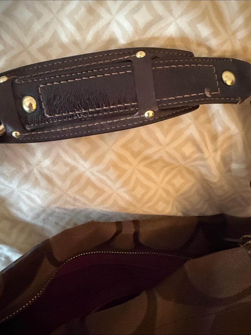 Authentic Coach Carly Signature Jacquard Chocolate Hobo Bag - Picture 13 of 14